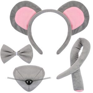 5125 Mouse Costume Set With Ears Headband, Tail, Nose, Bowtie